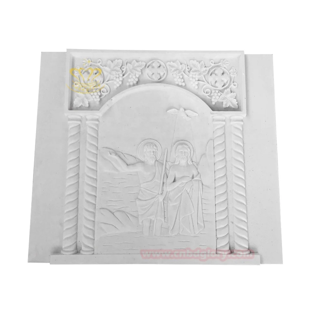 Hotel Villa Luxury Wall hanging Sculpture stone Carving Beige marble Flower Relief