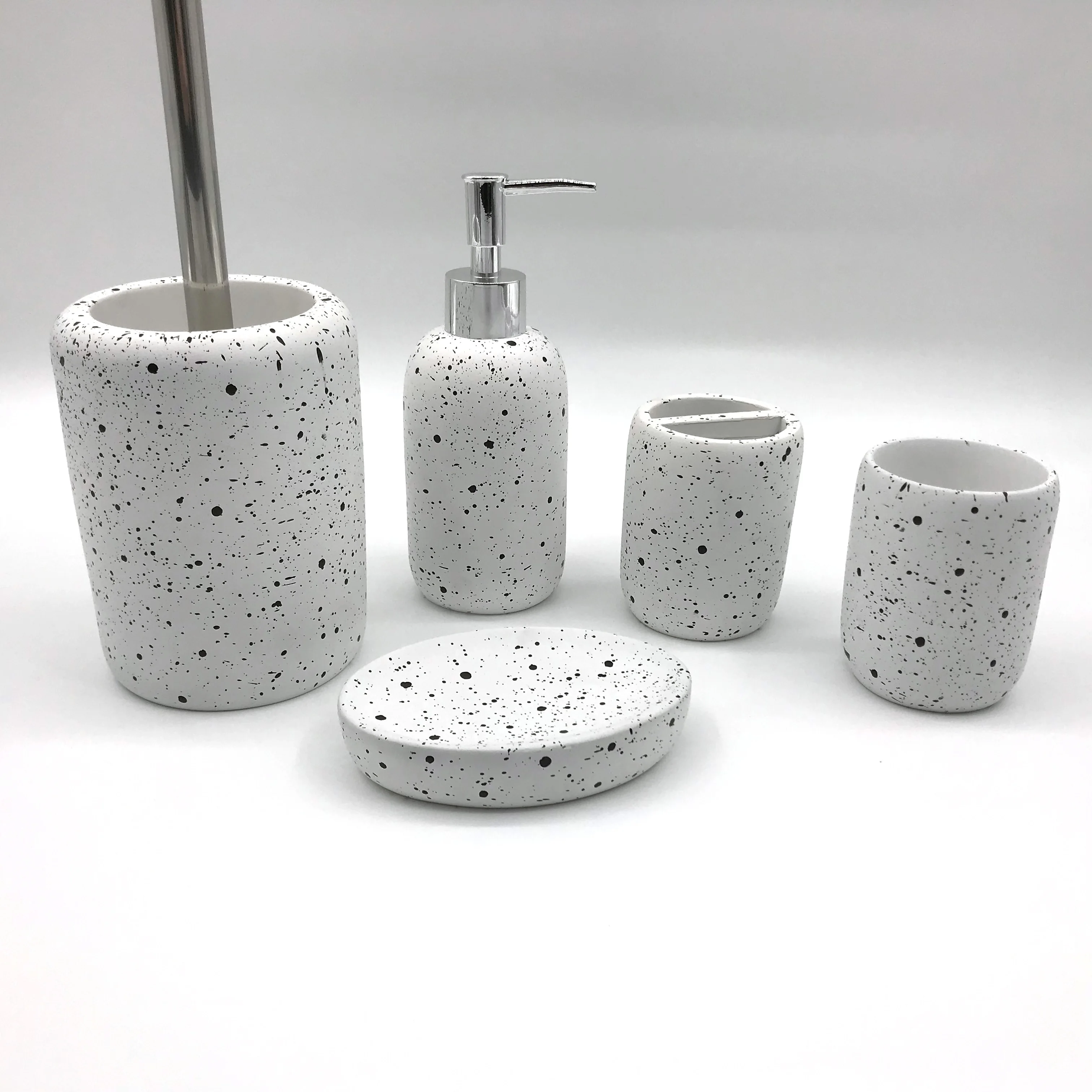 Terrazzo 6 piece set resin bathroom accessories set designers bathroom set