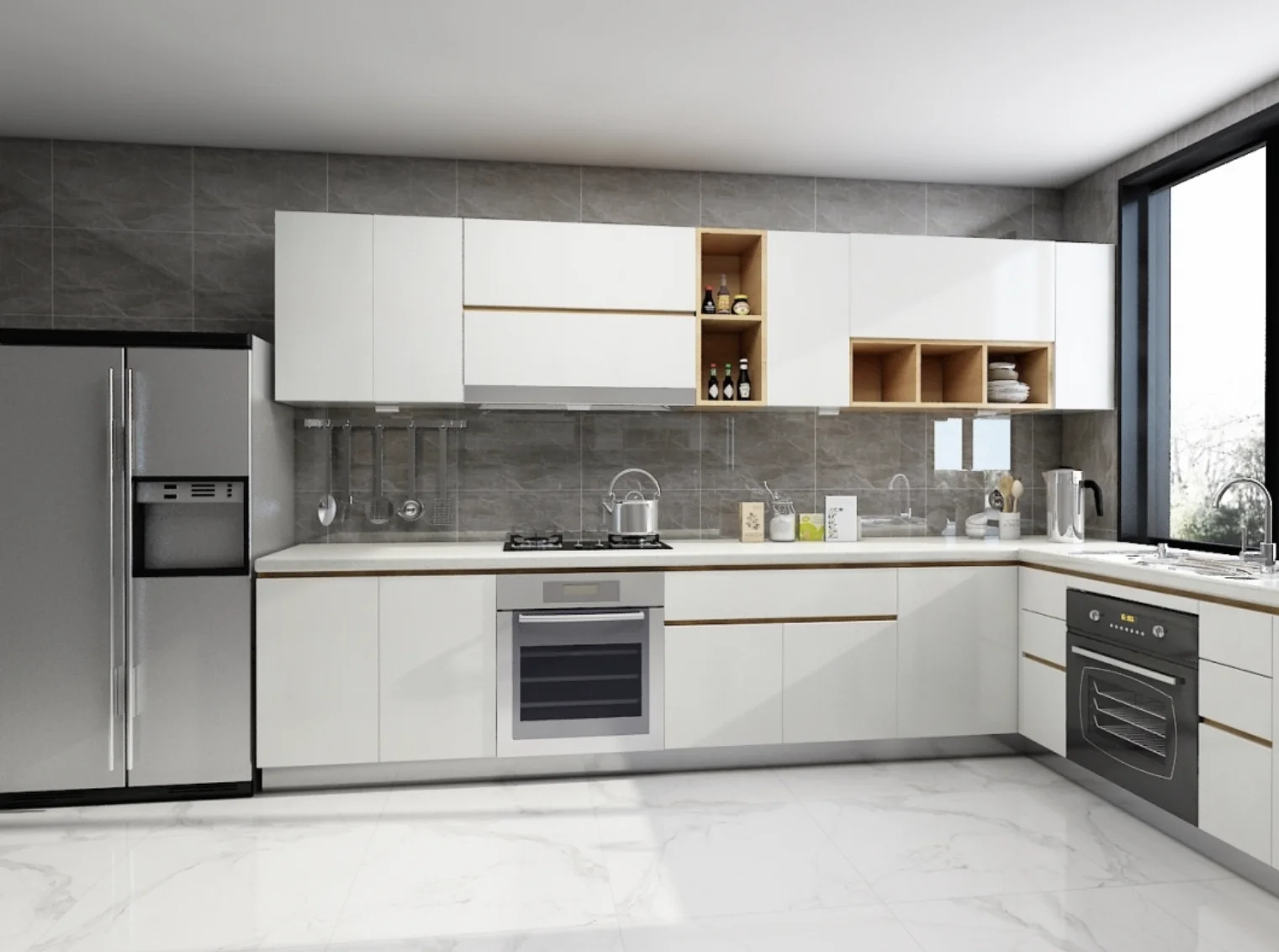 Модульные кухонные шкафы производители проекта с мягкими закрывающихся ящиками