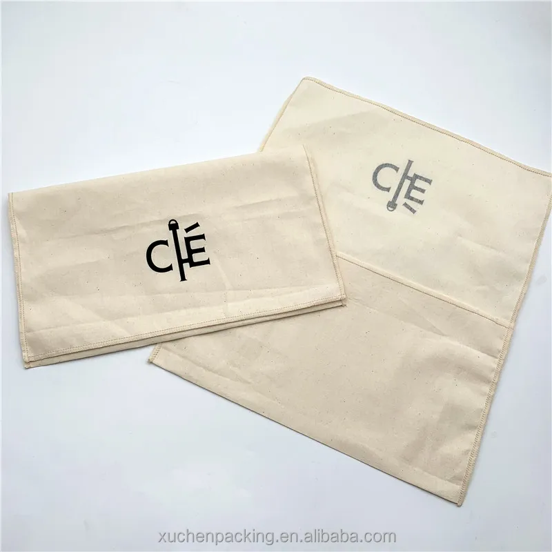 Recycled Unbleached 100% Cotton Envelope Dust Bag for Purses and Small Drawstring Cotton Fine Jewelry Earring Pouch