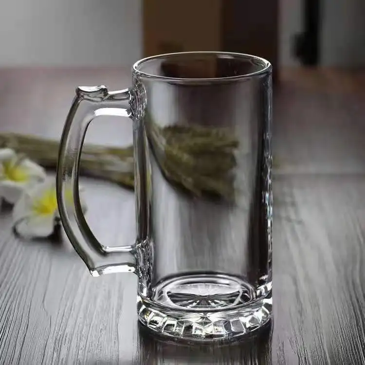 Extra Large Glass Beer Stein Super Mug Heavy Large Capavity 500ml 16.9 oz Beer Glass with Handle For Bar Party
