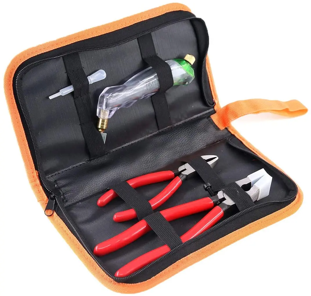4Pcs Glass Cutting Pliers Set YG8 Six Wheels Blade Oil Feed Glass Cutter with Mosaic Glass Cutting Nipper