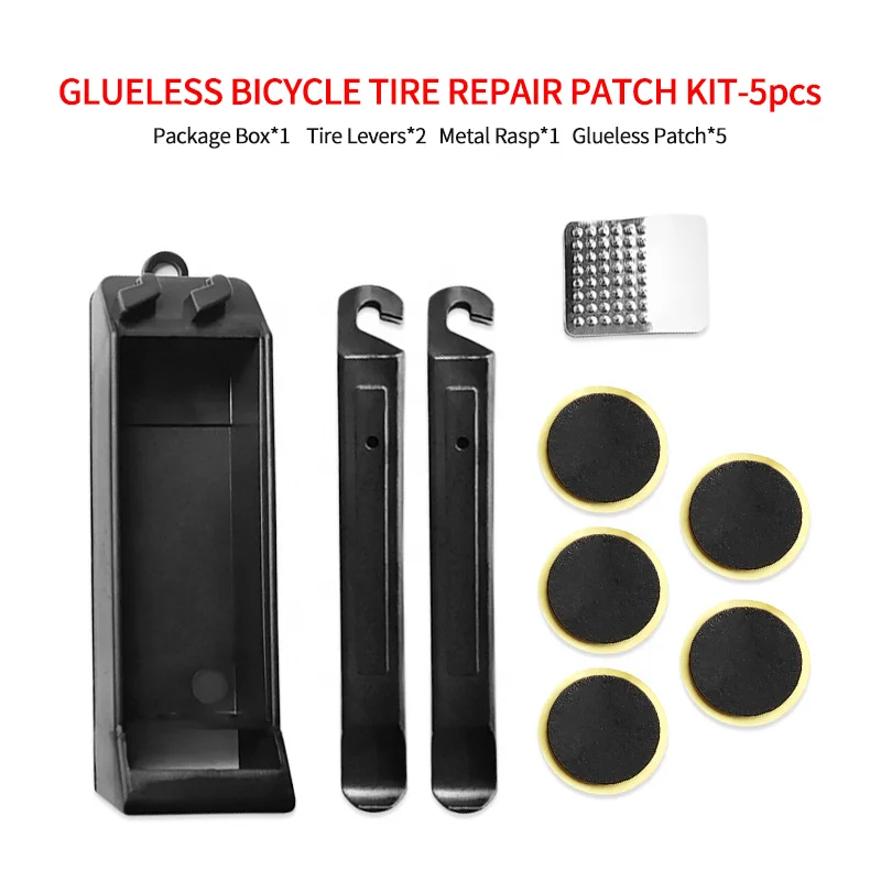 6 Patches 2 Tire Levers Cycling Bike Glueless Bicycle Tire Puncture Repair Kits Set