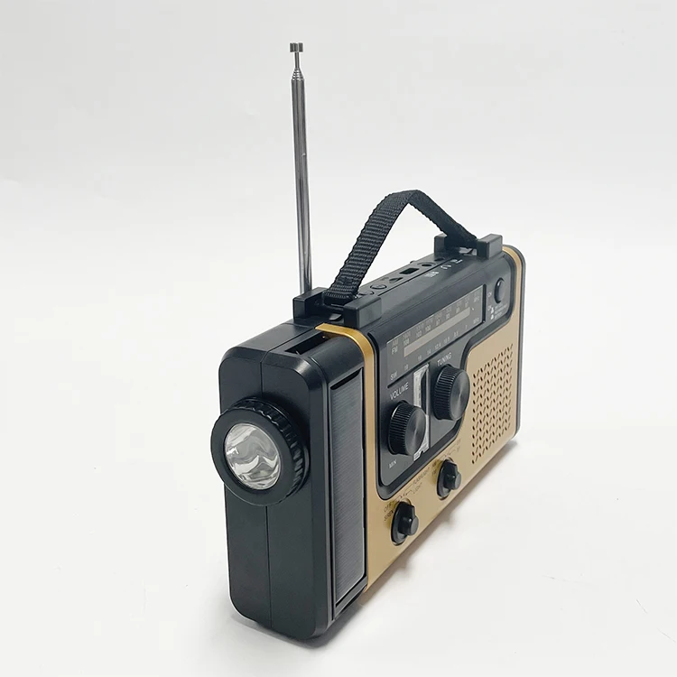 Portable Multifunctional Radio Hand Crank Solar Crank Dynamo Powered AM/FM/SW Weather BT Radio with Flashlight LED Reading Light
