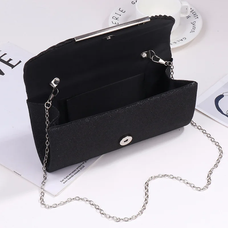 Luxury Large Capacity Envelope Evening Bag New Bright Grain Wrinkle Textured Long Hardware Trim Strip Luxury Wedding Handbags