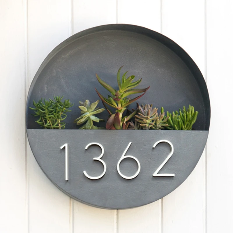 125mm outdoor sign White Floating Modern House Number