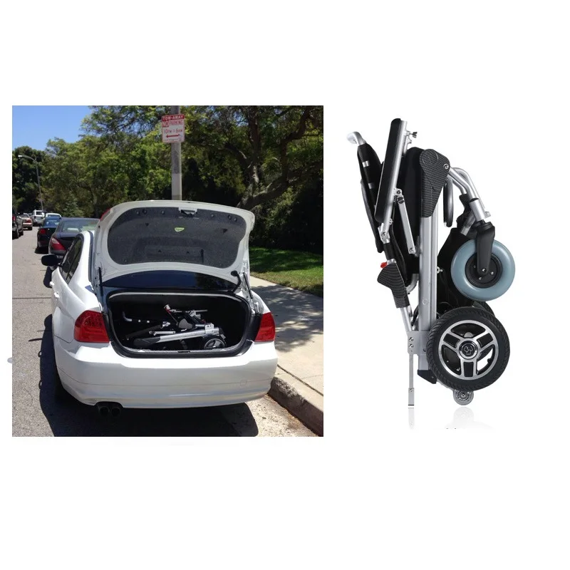 portable electric wheelchair 12 inch motor wheels available 1 second foldable light weight PLN 17002 for disabled