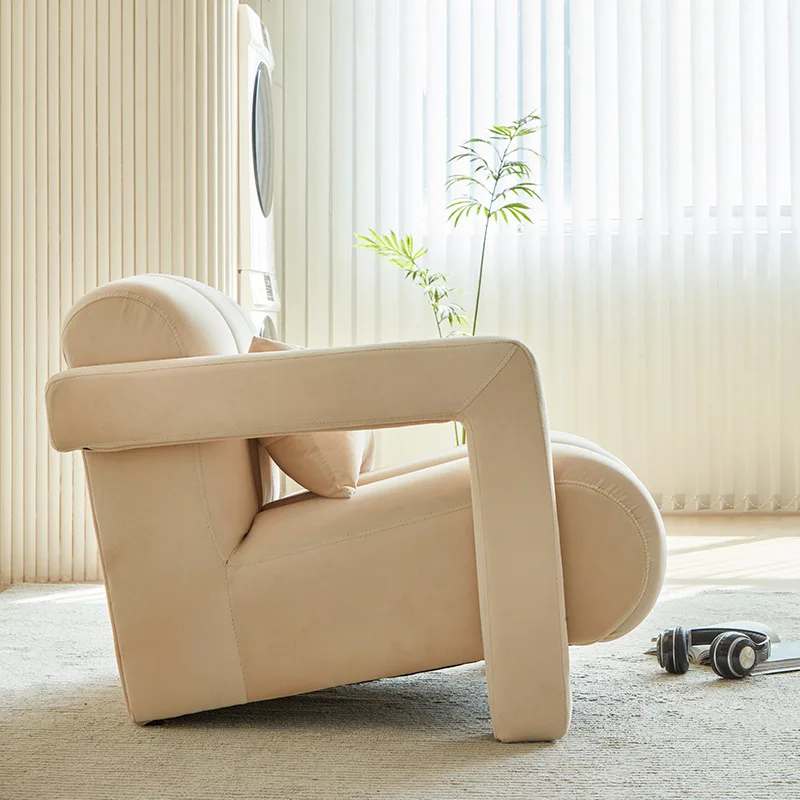 Wabi-sabi Living Room Single Sofa Nordic Minimalist Fabric Sofa Chair Bedroom Balcony Lazy Boy Lounge Chair