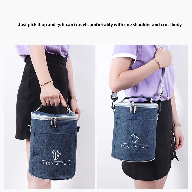Hot Sale Portable Grey Insulated Aluminum Waterproof Food Ice Cooler Round Foil Kids For School Thermal Lunch Bag