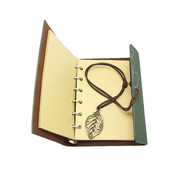 Cute slim leather Loose Leaf Binder Journal Diary Notebook pocket book A6