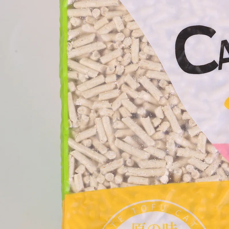 New design vacuum packaging pet cat products Quick Clumping flushable toilet cat litter tofu cat litter