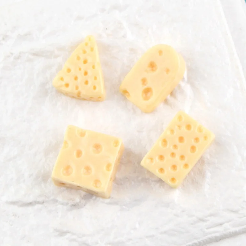 Wholesale Mini Resin Flatback Simulation Cheese Planar Miniature Food for DIY Kids Dollhouse Kitchen Ornament Decoration