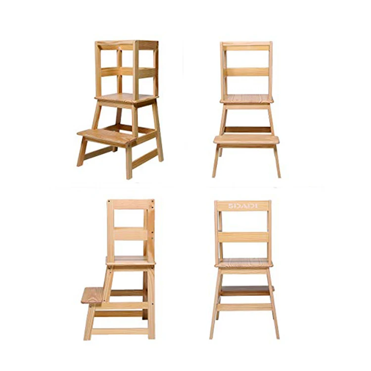 Wholesale Custom Montessori Learning Tower Height Kitchen Kids Adjustable Step Stool For Children