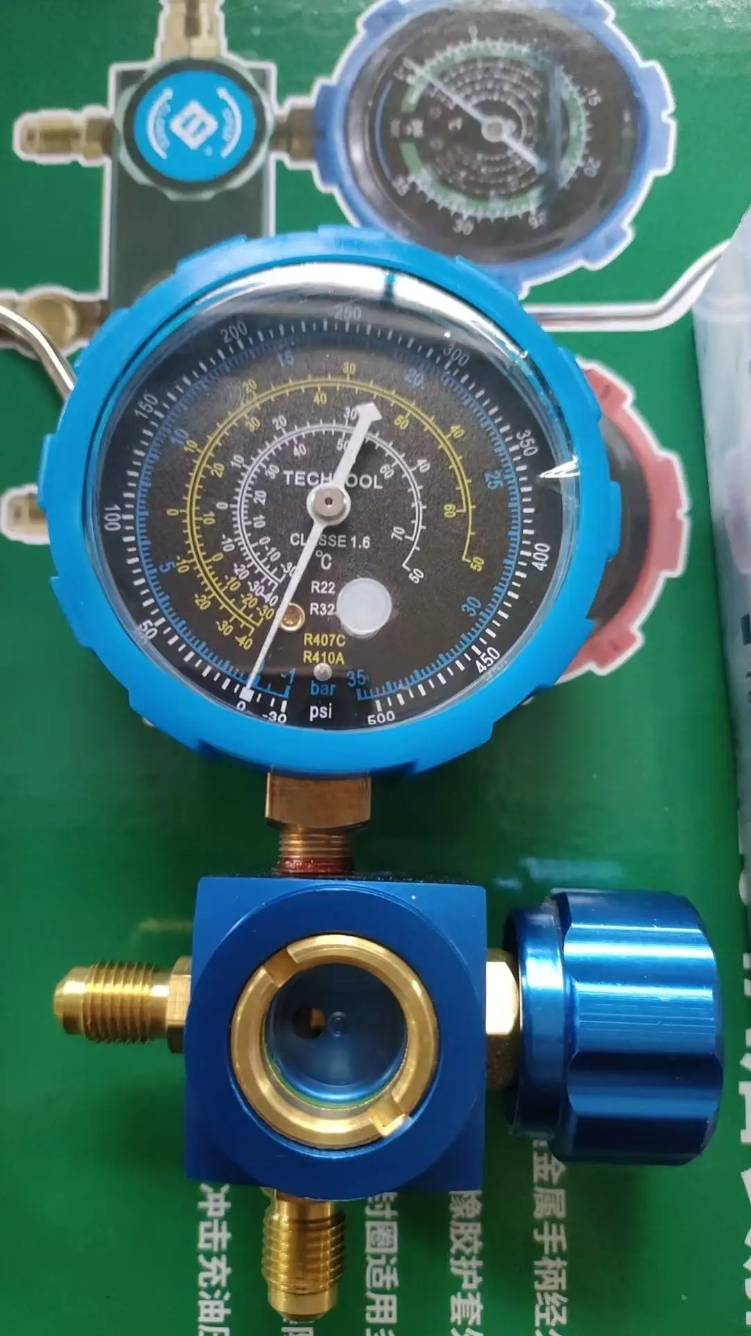 customizable Manifold gauge tools set refrigerant tri-color hoses black charging hoses quick couplers Adapter free combination