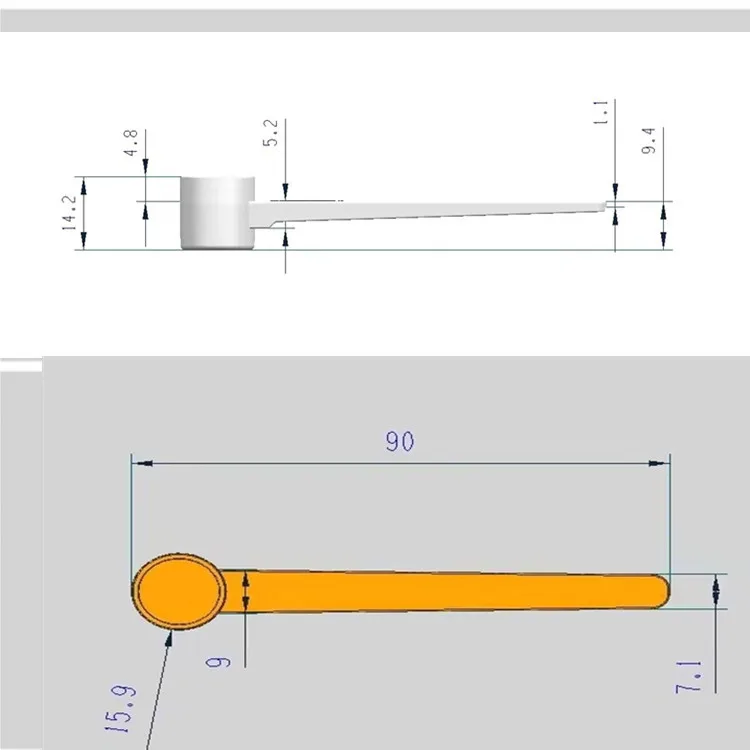 Free shipping Pan shape powder spoon 1g PP spoon 2ml food grade measure spoon