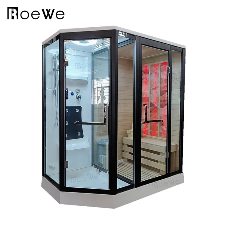 Modern design steam shower cabin sauna, indoor luxury bathroom wooden steam sauna room shower combination in foshan