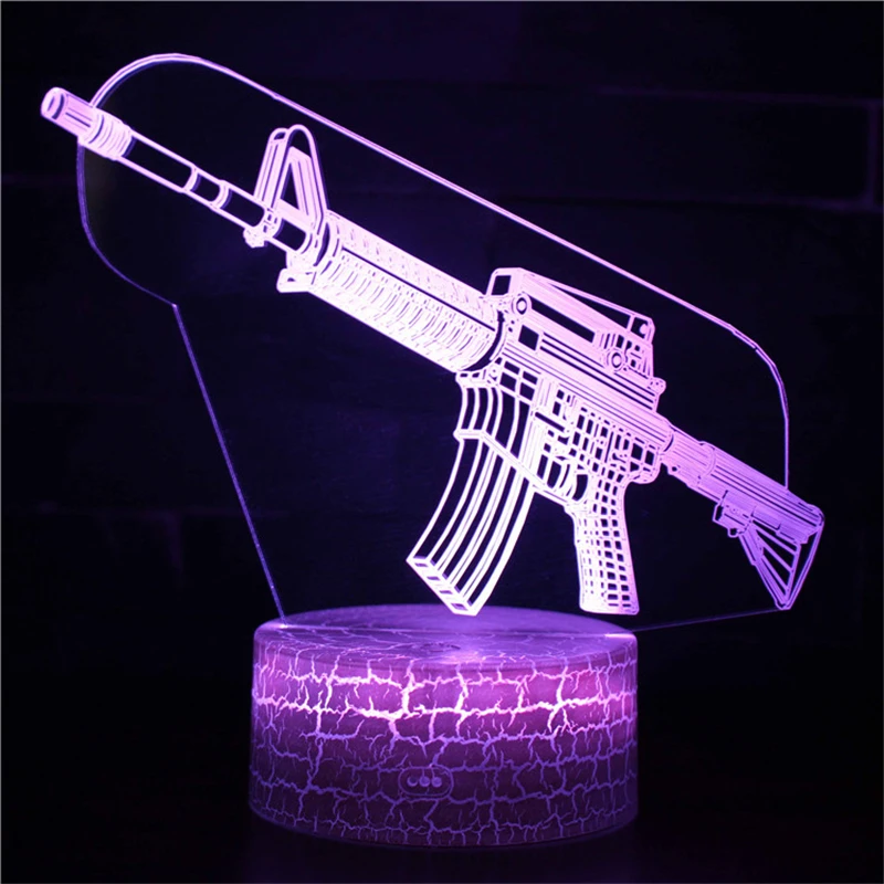 M4A1 пулемет USB LED AK47 светодиодные настольные лампы атмосфера лампа 7 видов цветов 3D ночные светильники для Изменение сенсорный переключатель новинка подарок