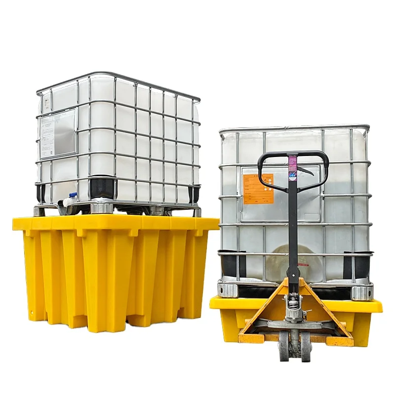 High quality cheap industrial 4 drum IBC  hdpe oil containment control plastic spill pallet wholesale chemical storage pallet