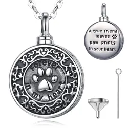 Животное лапа s925 серебро ПЭТ мемориальное украшение медальон для праха ожерелье