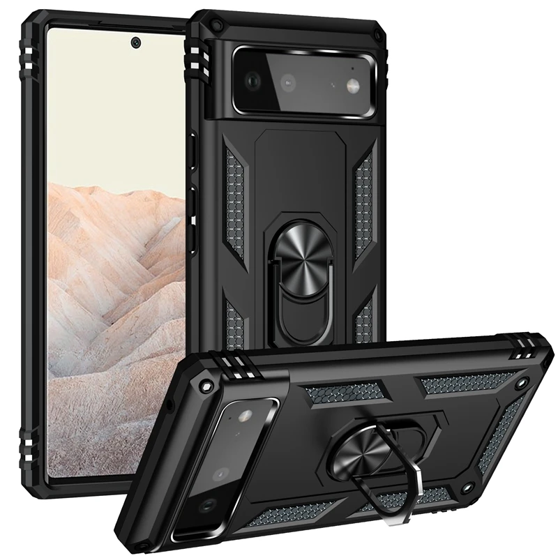 Amazon Military Grade Armor Back Cover With Magnetic Car Holder for Google Pixel 6 Pro Case Shockproof Ring Phone Cases