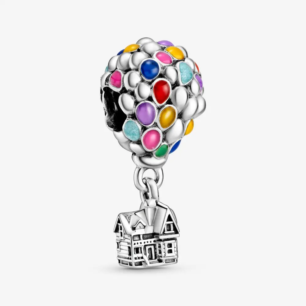 
925 Sterling Silver Up House Balloons Charm Colors Hot Air Balloon Adventure Pendant Beads Fit Pandora Bracelet making for women 