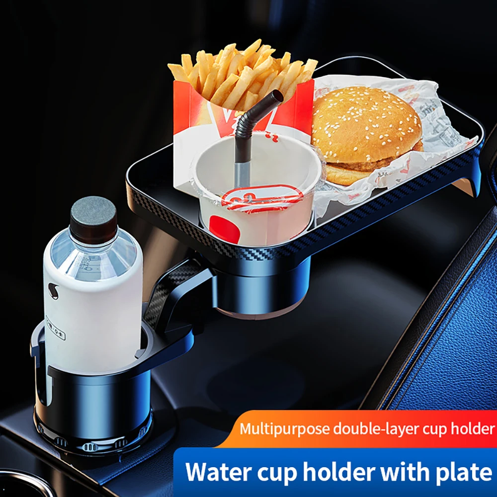 Cross-border hot car 360-degree rotating dinner plate car beverage coffee burger water cup small table rack tray