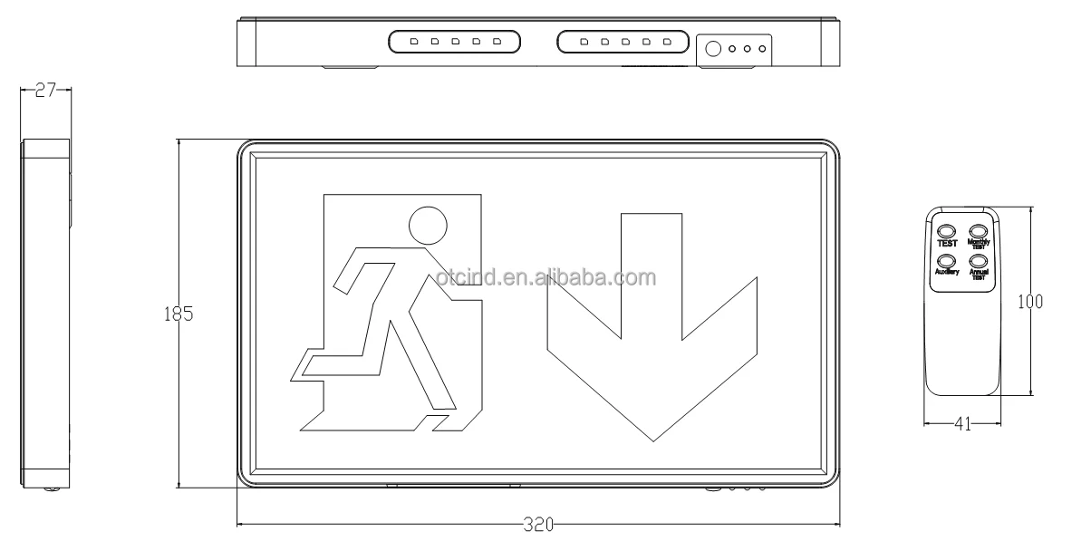 OT-ES992-AR-LP IP20  new slim 2 -in-1 Li-Ion LiFePO4 battery emergency self test exit box  exit lightwith Arabic words