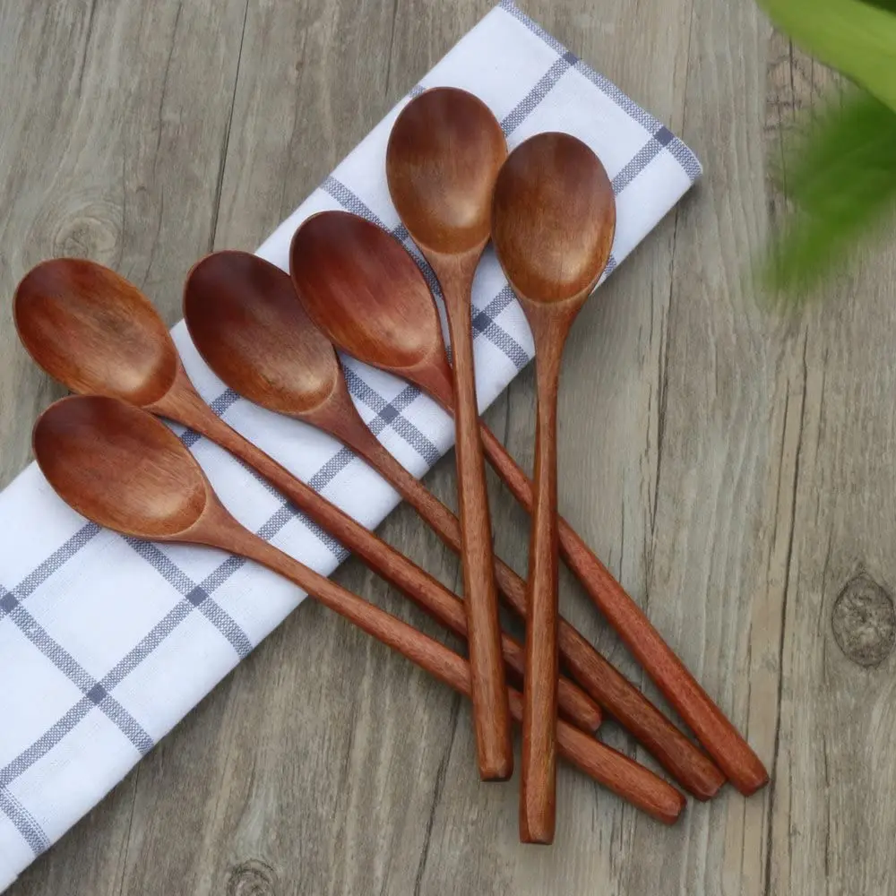 Eco Friendly Kitchen accessories Mixing and Cooking Wooden Spoon Long Handle Wood Soup Serving Spoons In Bulk