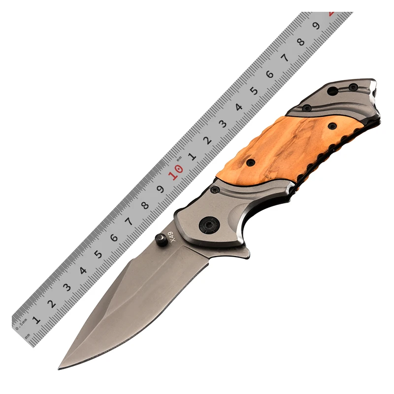 X49 Best Selling Custom 3Cr13 Stainless Steel Wood Handle Folding Knife Hunting Camping Backpack Survival Pocket OEM Knife