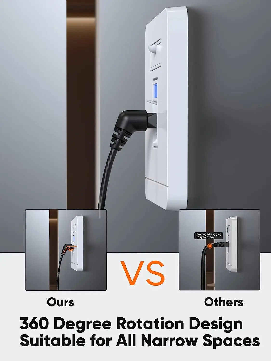 CableCreation 32AWG 10Gbps 500MHz Patch Cord 360 Rotation CAT6A LAN Network Cable with RJ45 Connector