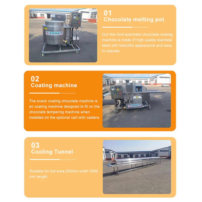 Cooling Conveyor Tunnel System Chocolate Coating Machine for Snack Foods for Food Shop Industries