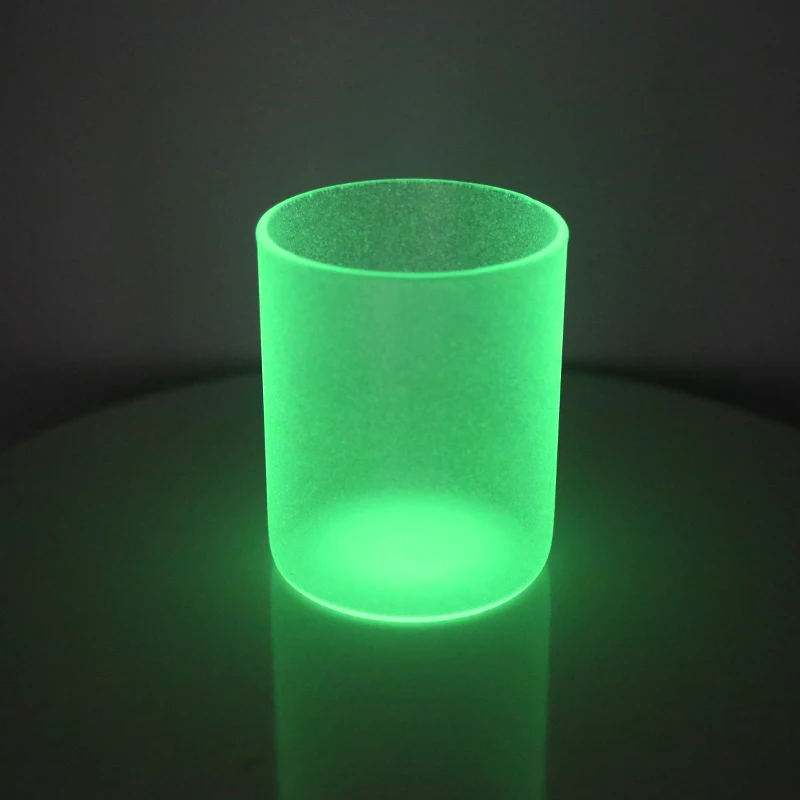 wholesale sublimation blanks glow in the dark frosted clear white glass candle jar with bamboo lid/glass candle vessels cup
