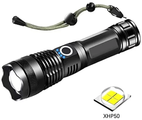 XHP50 LED Rechargeable Hand Held Flashlight 20000 Lumens Streamline Flashlight Professional Strong Light LED Flashlight Torch