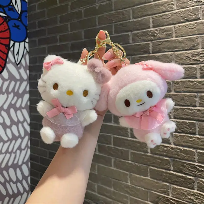 Wholesale Cartoon Plush Bear Melody Kuromi keychain Pendant Cute Doll Hellos kitty Sanrios Keychain
