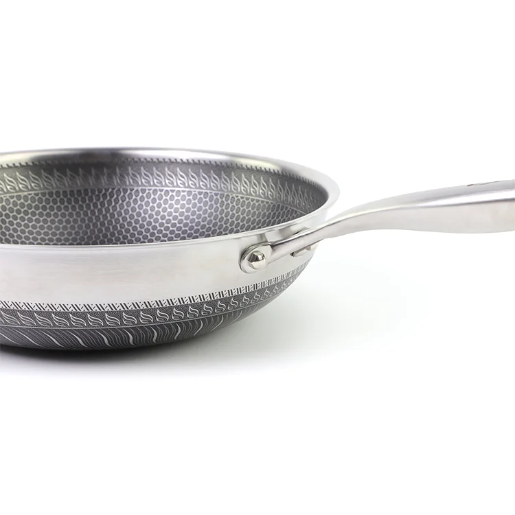 AXA Hot Selling Induction Wok Chinese Stainless Steel Non Stick Less Oil Cooking Healthy Diet Wok Pan Kitchen Accessories With L