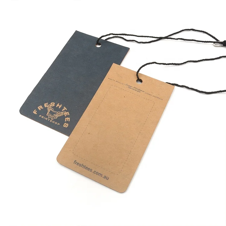 Wholesale Price Printed Brand Name Logos Custom Garment Accessories Recycled Vintage Kraft Paper Hanger Swing Hang Tags
