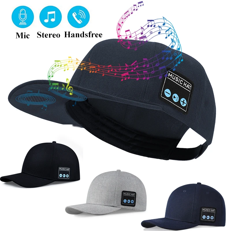 Wireless Music Hat Outdoor Stereo Bluetooth Headset Speaker Sports Sunshade Baseball Hat Handsfree Call Music Player with Mic