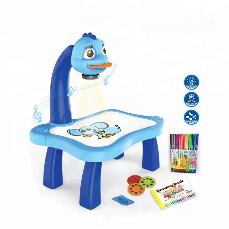 kids electricnic drawing Cartoon Dinosaur Electronic Magnetic Graffiti Drawing Table Learning Desk Toy Projection Drawing Board
