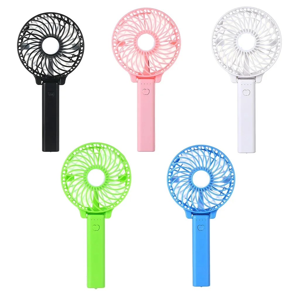 Small Held Cooling Rechargeable Table Handle Electric Stand Desk USB Handheld Portable Mini Fans with Led Light