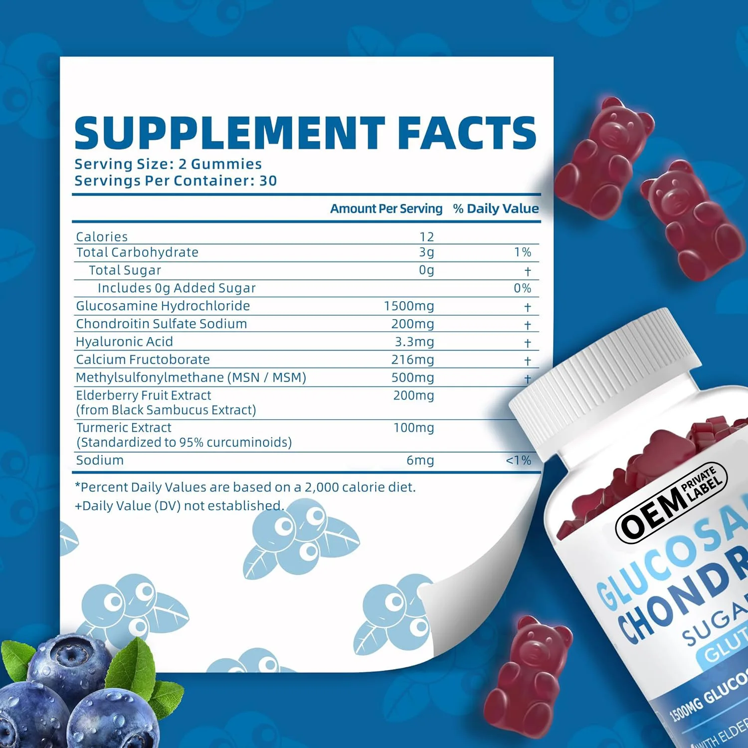 Private label glucosamine chondroitin Gummies for immune system and support joint function dietary supplement