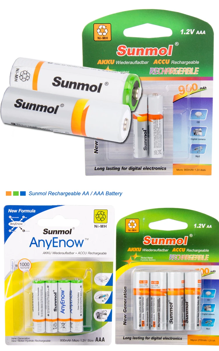
Fashion Lithium 1.2v Rechargeable AA Batteries 2500mah 800mah High Capacity With CE SGS 