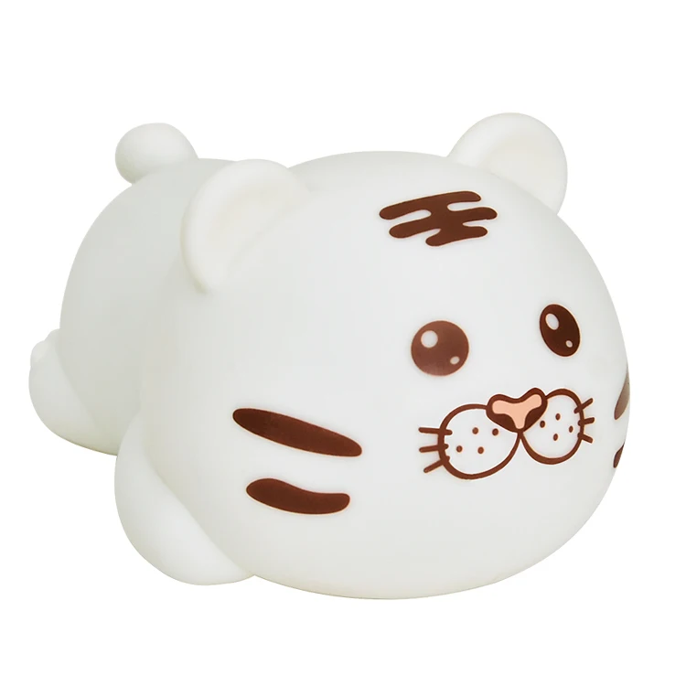 2025 Lovely Round Tiger Silicone Lamp Warm Night Light Toy for Kids Bedside Gift Baby Home Use