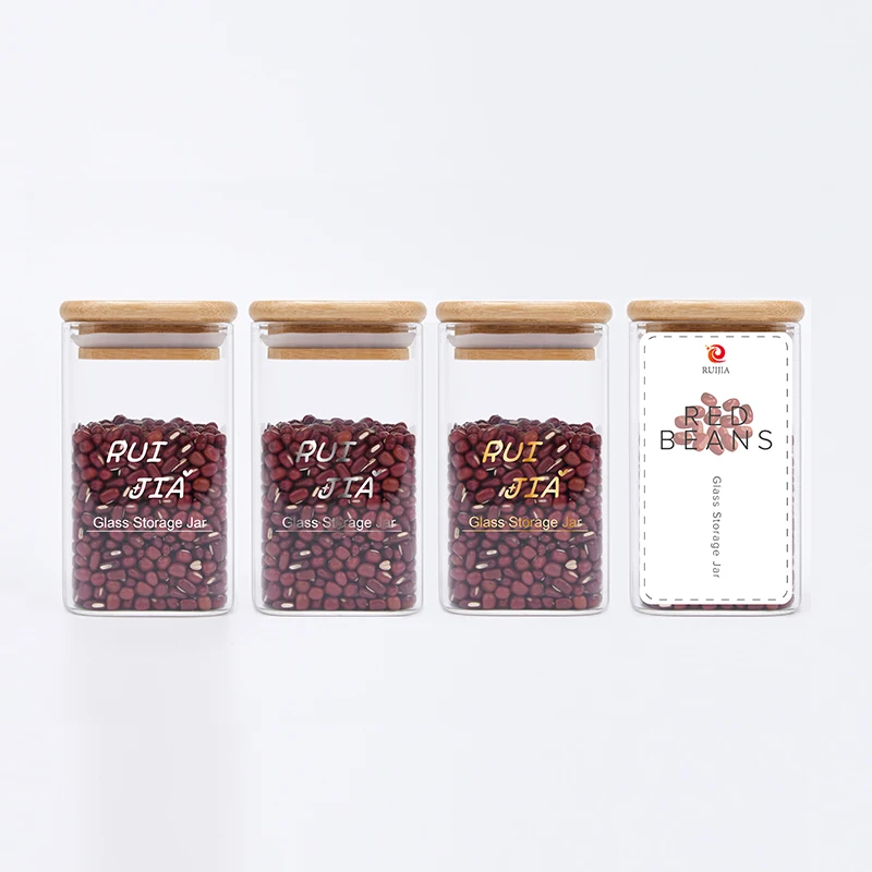 Wholesale 250ml 350ml 550ml transparent large glass Tea Coffee empty glass food Storage Canisters jar with bamboo lid