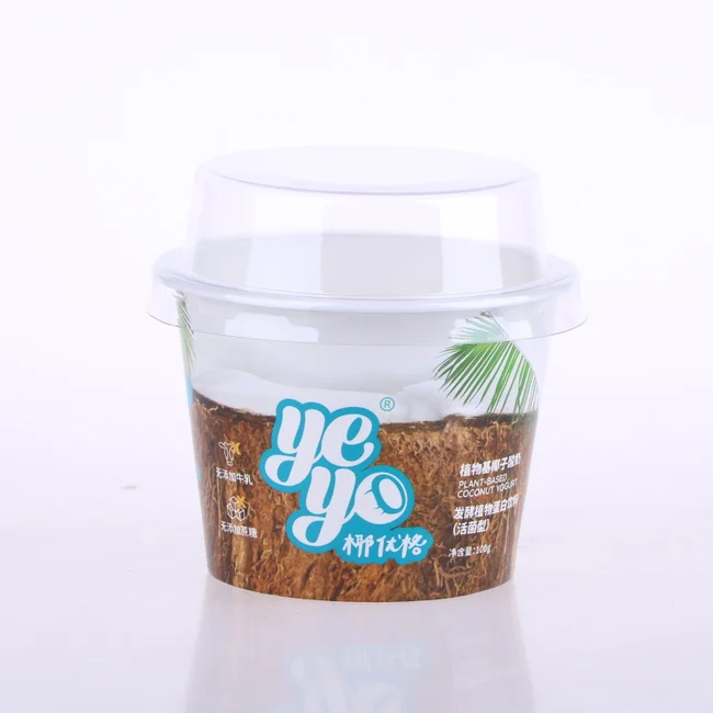 7oz Disposable Custom Design Biodegradable PP Paper-Plastic Cup for Yogurt