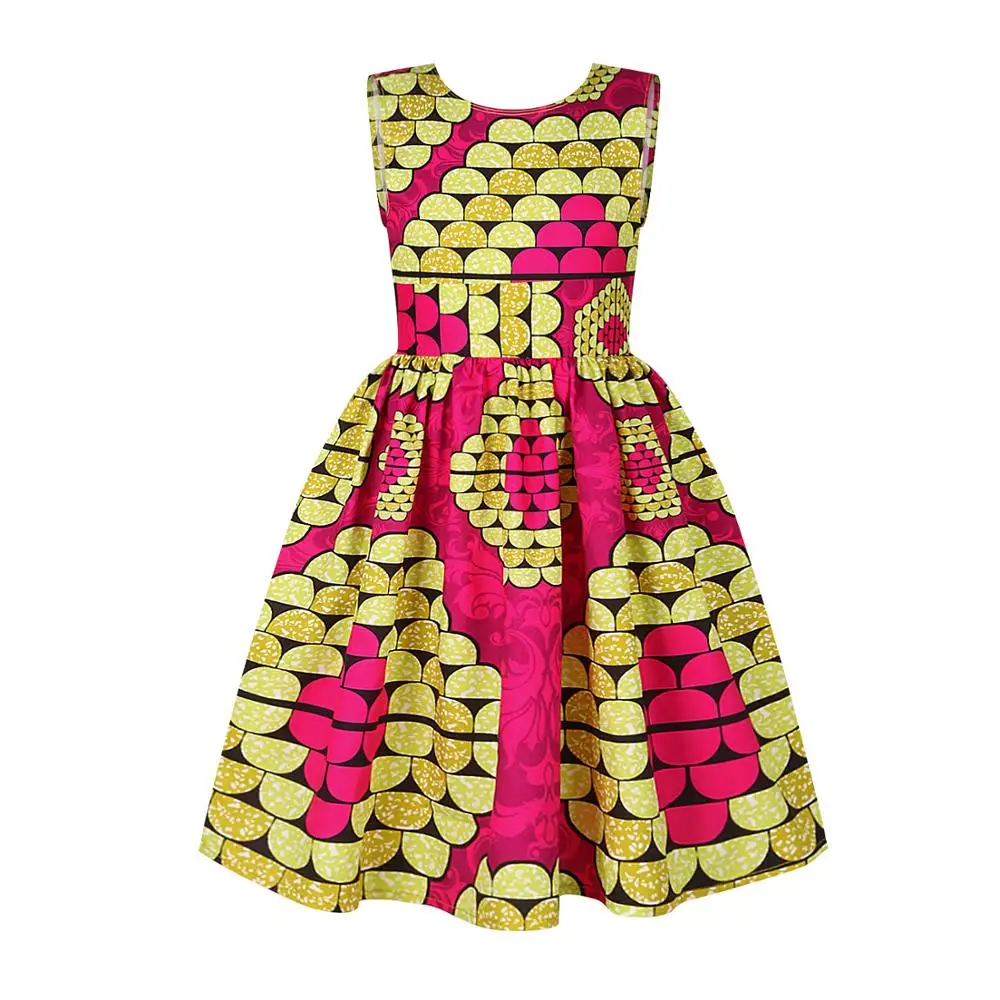 Fashion Summer Dress 7-12 Years Children Big Kids Girl African Style Totem Printing Sleeveless Lovely Skirt