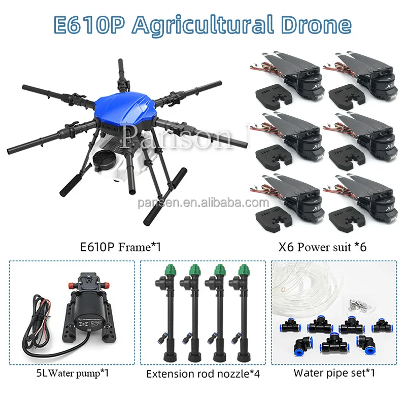 EFT E610P 10kg 6-axis folding agricultural spray agricultural drone 10L water tank Hobbywing X6 motor and 5L 8L water pump kit