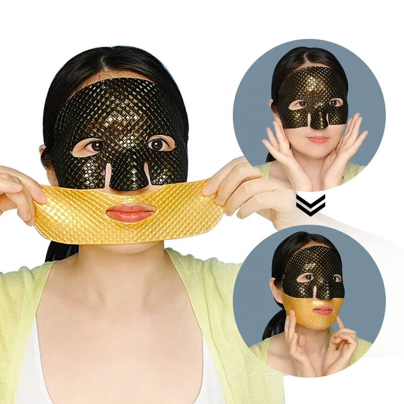 Custom Two Parts Gold Facial Mask Anti Wrinkle Facial Sheet Spa Crystal Collagen Care White Sleeping Cosmetic Facial Mask Sheet