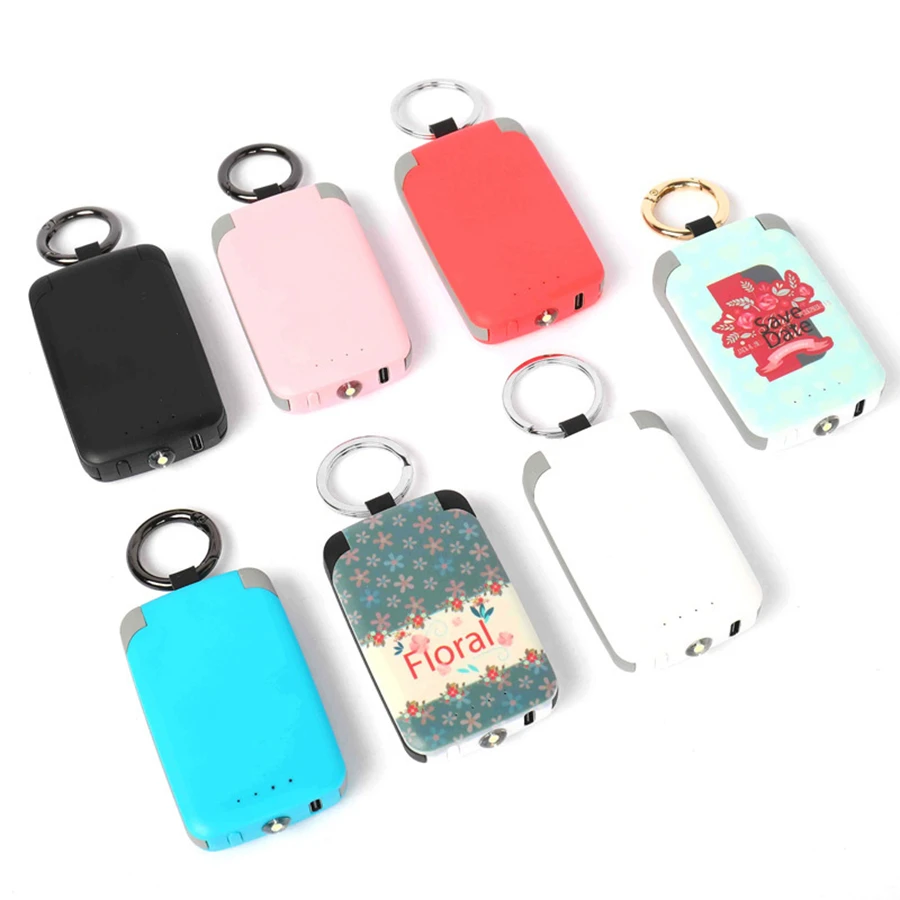 Custom Logo Promotion Gift Solar Keychain Power Banks Mini Mobile Emergency Charging Powerbank With SOS Mode