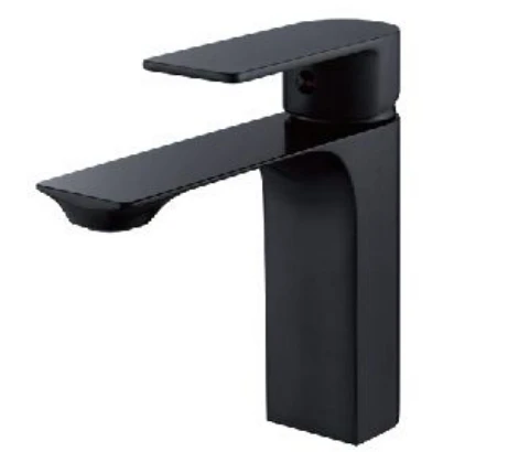 Современный гостиничный Стиль матовый черный латунный Смеситель для раковины горячей холодной воды