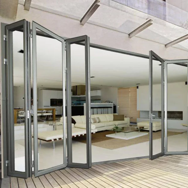 Thermal break aluminum bi-folding patio door heavy duty hing concertina vinyl folding doors folding glass doors price